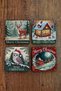 Natural Stone Coasters - Vintage Christmast Printed 10X10Cm New Year Stone Coasters 514