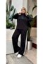 Women's Plus Size Snap Detail Turn-Down Collar Modal Fabric Stretchy Soft Textured Tracksuit Set 25091 - 6
