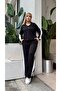 Women's Plus Size Snap Detail Turn-Down Collar Modal Fabric Stretchy Soft Textured Tracksuit Set 25091 - 8