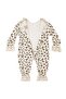 Baby Girl White Coffee Leopard Patterned Beret Jumpsuit - 3