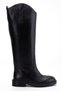 Casey Model Genuine Leather Black Thick Heel Zipperless over the Knee Women's Daily Riding Boots - 5