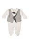 Baby Boy Ecru Gray Luxury Jumpsuit with Bow Tie and Vest Set Booties - 2