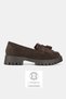 Women's Brown Suede Genuine Natural Leather Size 36-41 Tassel Loafer Shoes