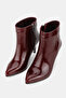 Women's Burgundy Patent Leather Genuine Natural Leather Size 35-40 Thin Heel Pointed Toe Boots & Booties - 3