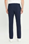 Men's Navy Blue Slim Fit Slim Fit Seersucker Patterned Tie-Waist Travel Casual Trousers with Side Pockets - 5