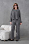 Women's Crew Neck Button Closure Ribbed Knit Jacket Pants Two-Piece Knitwear Set - 5