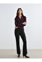 Black Elastic Waist Flared Women's Trousers - 2