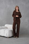 Women's Crew Neck Button Closure Ribbed Knit Jacket Pants Two-Piece Knitwear Set - 4