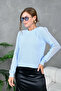 Women's Crew Neck Sleeves Lace-Like Knit Basic Knitwear Sweater - 5
