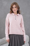 Women's Polo Neck Half Placket Button Casual Knit Sweater - 4
