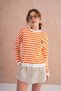 Women's Crew Neck Embroidery Detail Striped Knitwear Sweater - 2