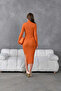 Women's Turtleneck Ribbed Knit Slim Fit Slit Knit Dress - 8