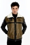Men's Leather Coat with Fur Inside and Zipper – Classic & Streetwear Trend Khaki