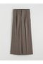 Brown Wide Leg Women's Trousers with Elastic Waist