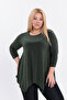 Asymmetrical Cut Flexible Stretch Fabric Long Sleeve Crew Neck Stylish Sandy Plus Size Blouse – 5012 - 4