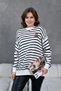 Women's Crew Neck Striped Oversize Knitwear Sweater