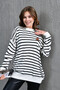 Women's Crew Neck Striped Oversize Knitwear Sweater - 2