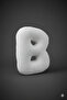 Plush B Letter Pillow, Decorative Throw Pillow, White Teddy, Large Size 50 cm