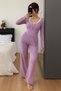 Long Sleeve Button and Lace Detailed Women's Pajama Set - 2