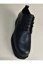 Women's Genuine Leather Lace-Up Eva Sole Navy Blue Leather Shoes