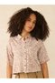 Brown All Over Print Crop Shirt