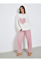 Contrast Heart Detail Fleece Top and Pyjama Set
