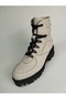 Women's Genuine Leather Eva Sole Beige Floater Boots - 2