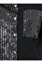Black Sequin Panel Shirt with Pocket - 3