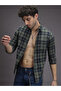 Men Olive Checked Slim Fit Shirt - 3