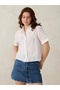 White Schiffli Sleeve Crop Shirt - 5