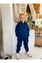 Boys / Girls Zippered Sweatshirt Kangru Pocket Hooded 3 Thread Ş Fleece-Lined Indigo - 7