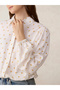 White Balloon Sleeve Printed Crop Shirt - 4