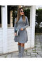 Women's Turtleneck Long Sleeve Loose Acrylic Short Dress - 5