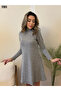 Women's Turtleneck Long Sleeve Loose Acrylic Short Dress - 6