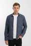 Small Collar Snap Fastener Stretch Fabric Denim Look Long Sleeve Men's Shirt Slim Fit - 3