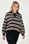Striped Oversized Fit Buttoned Polo Neck Sweater Polo Neck Sweater 4615259 - 3