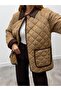 Women's Vera Velvet Collar Cream Quilted Coat - 4
