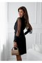 Women's Long Sleeve Double-Breasted Collared Mini Crepe Trend Dress with Belt at the Waist, Chic Design - 4