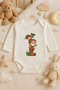 2026 New Year Christmas Printed Cotton Long Sleeve Snap Fastener Baby Ecru Bodysuit Undershirt Jumpsuit