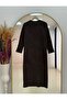 Fionelle Handle Corded Fabric Belted Knitwear Dress-Kr5057 Brown - 4