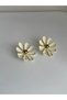 Beige Daisy Flower Earrings - 2
