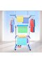 3-Layer Folding Clothes Drying Rack (Adjustable, Stainless Steel) - Blue