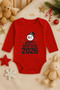 2026 New Year Christmas Printed Cotton Long Sleeve Snap Fastener Baby Red Bodysuit Undershirt Jumpsuit