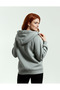 Women's Gray Oversized Wide Fit Hooded Side Pockets Sweat 3 Thread Soft Puff Fabric - 7