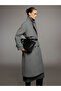 Vision Gray Jacket Collar Oversized Women's Cashmere Coat - 4
