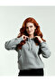 Women's Gray Oversized Wide Fit Hooded Side Pockets Sweat 3 Thread Soft Puff Fabric - 4