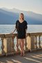 Lario V-Neck Layered Chiffon Black Sequined Mini Dress - 2