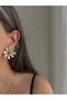 Beige Daisy Flower Earrings