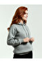 Women's Gray Oversized Wide Fit Hooded Side Pockets Sweat 3 Thread Soft Puff Fabric - 5