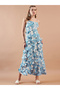 Tropical Print Ruffled Strappy Maxi Dress - 3